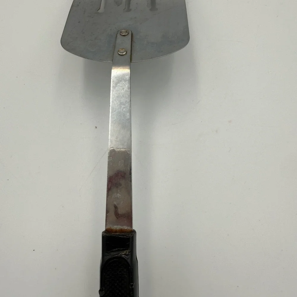 Vintage EKCO USA Slotted Spatula Stainless Steel Black Handle 11.5 Inch Turner